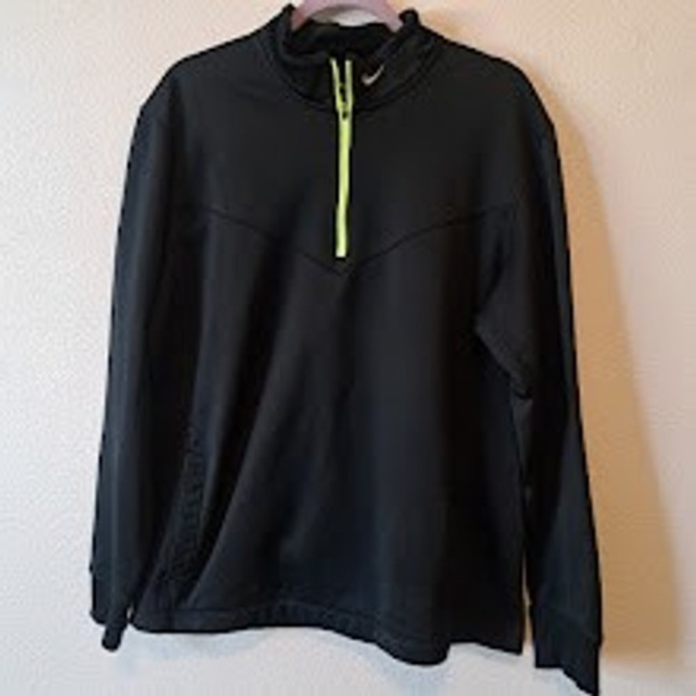 Nike Golf Tour Performance Therma-FIT Mens Large Black Neon Green Quarter Zip
